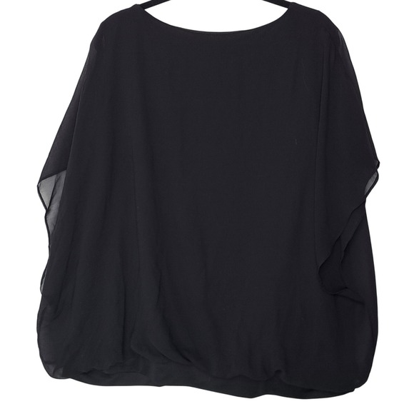 Involand Chiffon Overlay Batwing Sleeve Blouse Women‎ Plus Size 4X Black Top - Picture 4 of 13